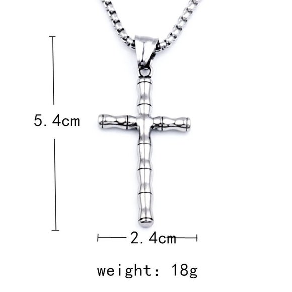 ❤️Fashionable Bamboo Cross Christian Pendant Necklace for women/men,N90201P196 - Picture 7 of 8